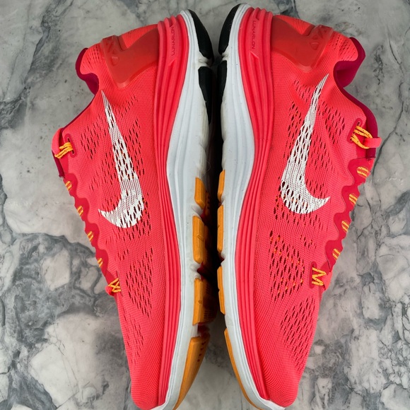 💖⏫Womens Neon Pink Nike Lunarglide 5 Lunarlon Fitsole Running Shoes - Picture 6 of 14